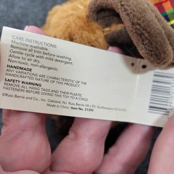 🌴3/$15🌴 Mookie the Christmas Moose 🫎  wearing plaid scarf RUSS vintage - Picture 4 of 12